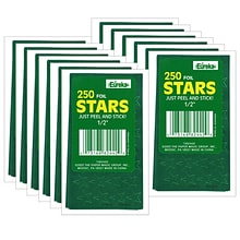 Eureka Presto-Stick Foil Star Stickers, 1/2, Green, 250 Per Pack, 12 Packs (EU-82442-12)