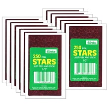 Eureka Presto-Stick Foil Star Stickers, 1/2, Red, 250 Per Pack, 12 Packs (EU-82462-12)