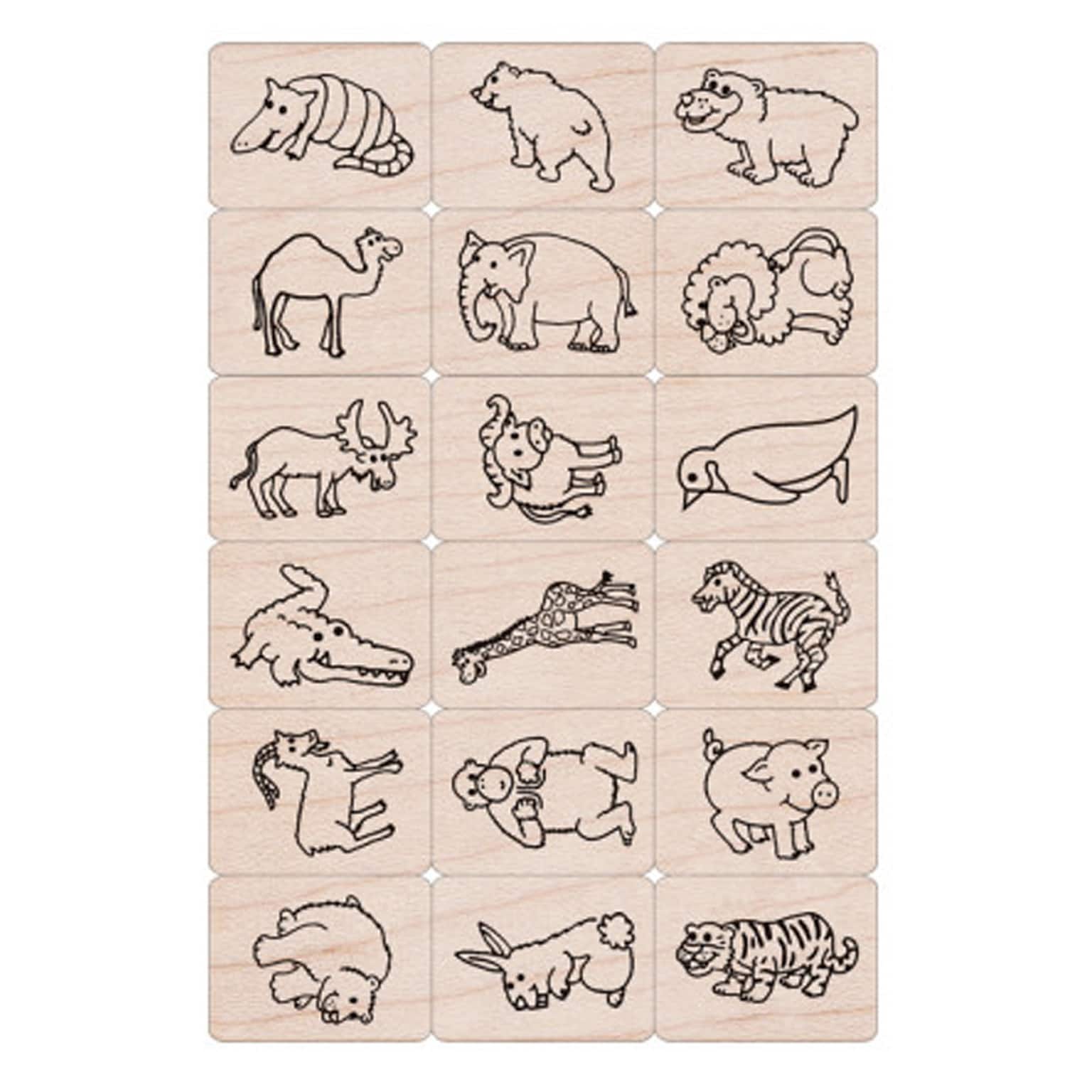 Hero Arts Ink n Stamp Fun Animals Stamps, Set of 18 (HOALL411)