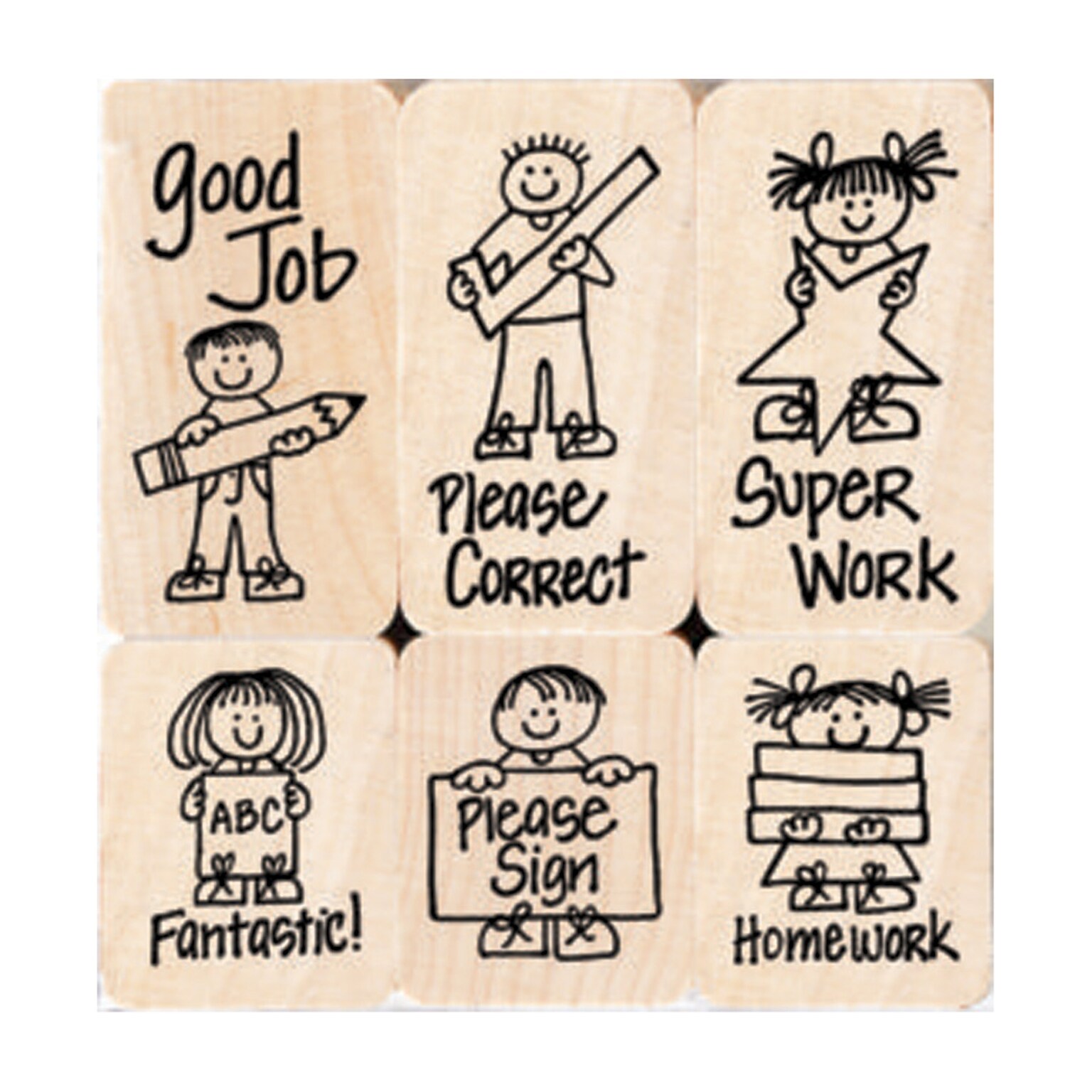 Hero Arts Big n Little Hero Kids For Teachers Stamps, Set of 6 (HOALL504)