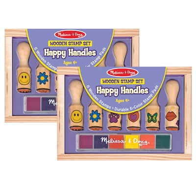 Melissa & Doug Happy Handle Wooden Stamp Set, 2/Bundle (LCI2407-2)