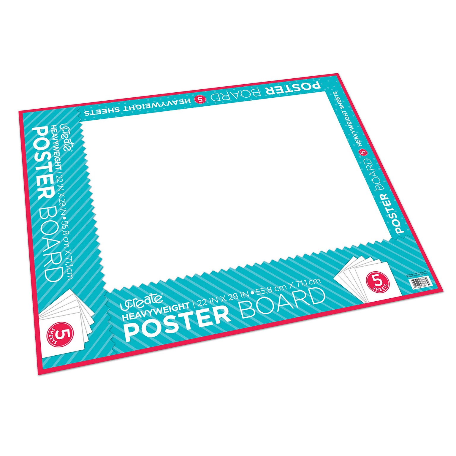 UCreate Paper Premium Poster Board, 22 x 28, White, 5 Sheets/Pack, Carton of 12 Packs (PACCAR38673)