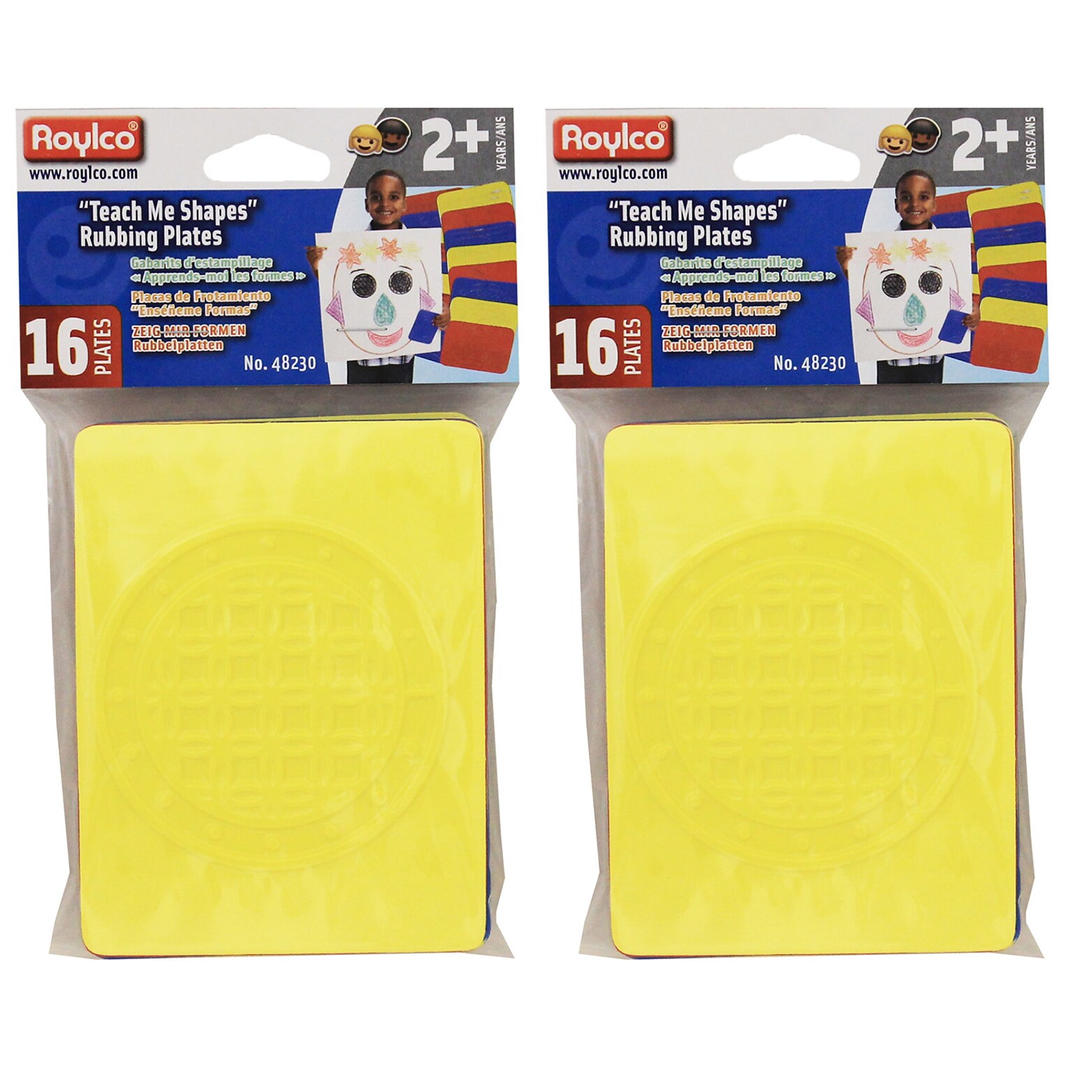 Roylco Teach Me Shapes: Rubbing Plate Shapes, 16/Pack, 2 Packs (R-48230-2)