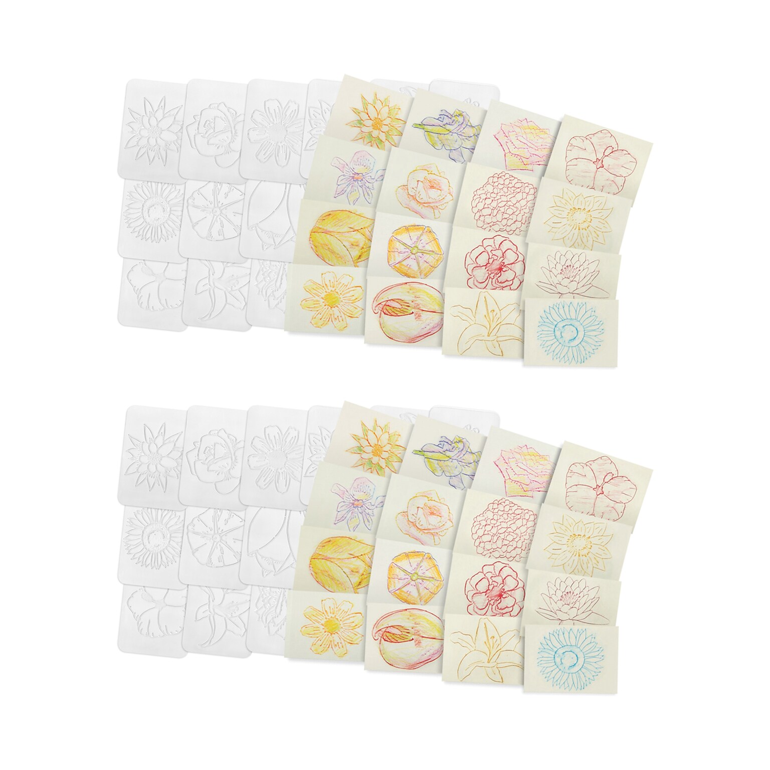 Roylco Flowers Rubbing Plates, Multicolored, 16 Per Pack, 2 Packs (R-5804-2)