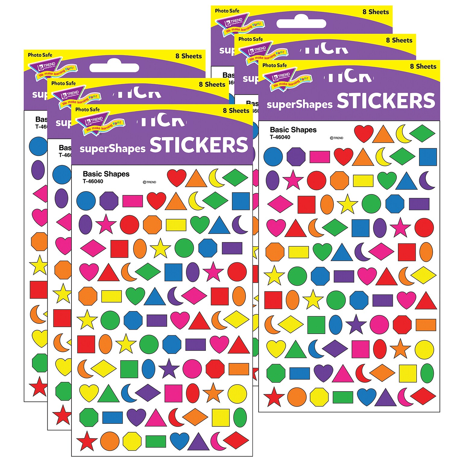 TREND Basic Shapes superShapes Stickers, 800 Per Pack, 6 Packs (T-46040-6)
