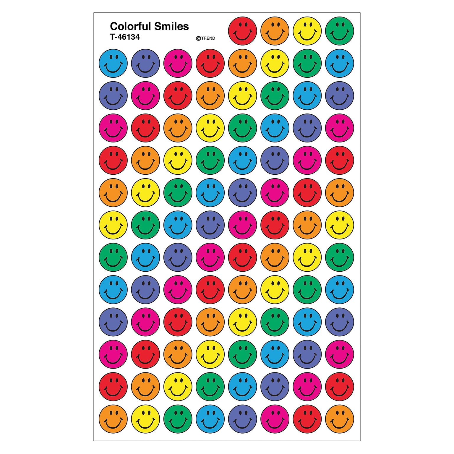 TREND Colorful Smiles superSpots Stickers, 800 Per Pack, 6 Packs (T-46134-6)