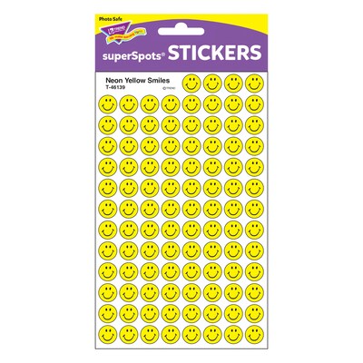 TREND Neon Yellow Smiles superSpots Stickers, 800 Per Pack, 6 Packs (T-46139-6)