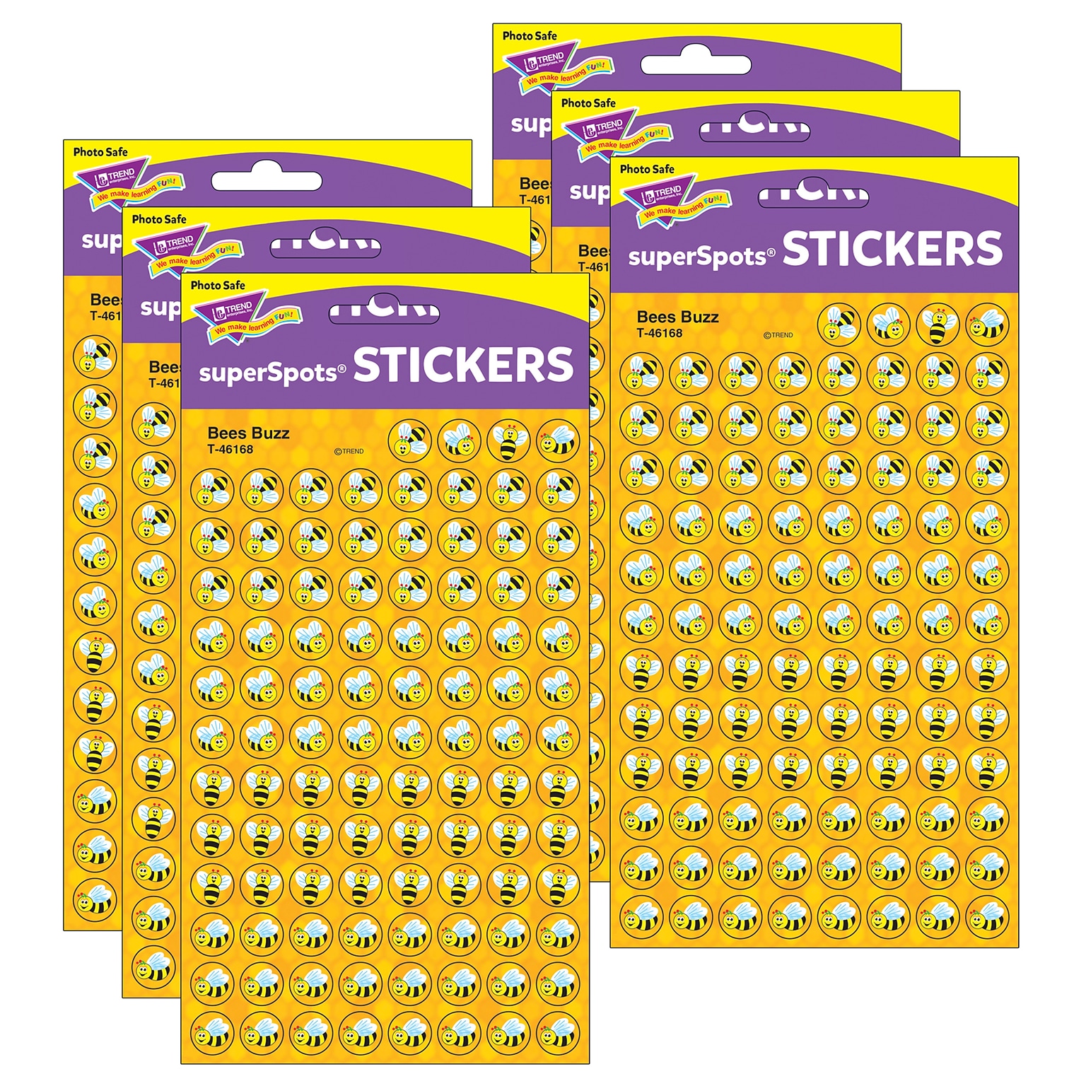 TREND Bees Buzz superSpots Stickers, 800 Per Pack, 6 Packs (T-46168-6)