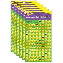 TREND Emoji Cheer superSpots® Stickers, Yellow, 800/Pack, 6 Packs (T-46201-6)