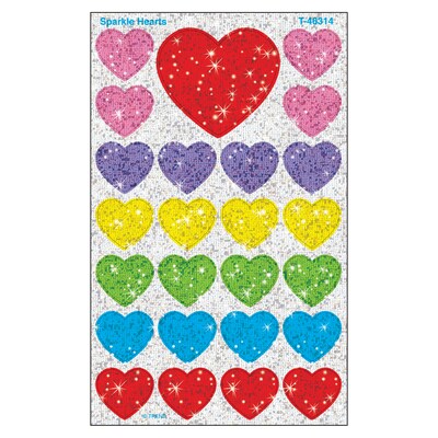 TREND Sparkle Hearts superShapes Stickers-Sparkle, 100 Per Pack, 6 Packs (T-46314-6)