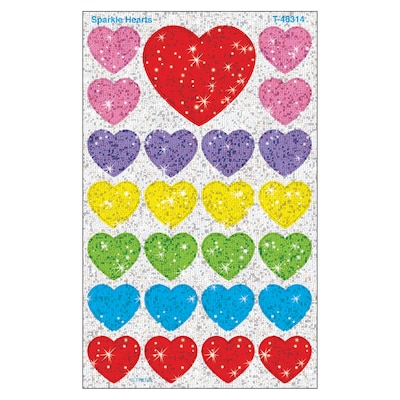 TREND Sparkle Hearts superShapes Stickers-Sparkle, 100 Per Pack, 6 Packs (T-46314-6)