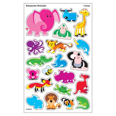 TREND Awesome Animals superShapes Stickers-Large, 160 Per Pack, 6 Packs (T-46328-6)