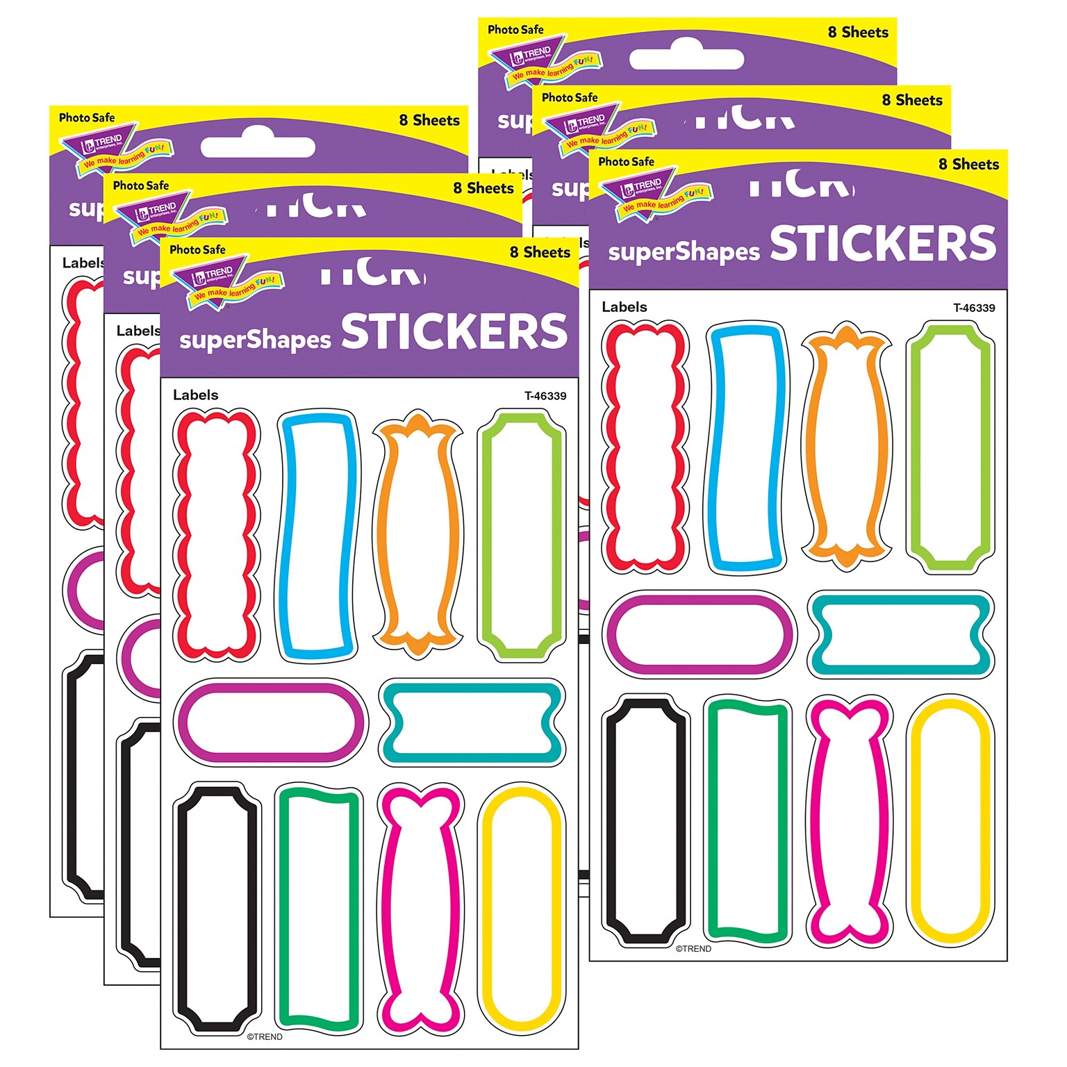 TREND Labels superShapes Stickers-Large, 80 Per Pack, 6 Packs (T-46339-6)