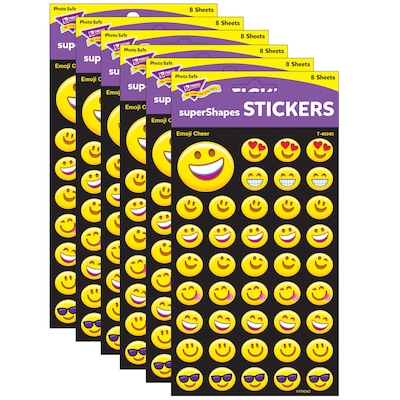 TREND Emoji Cheer superShapes Stickers, Large, Yellow, 336/Pack, 6 Packs (T-46340-6)
