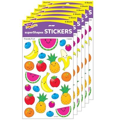 TREND Friendly Fruit superShapes Stickers, Large, 192/Pack, 6 Packs (T-46346-6)