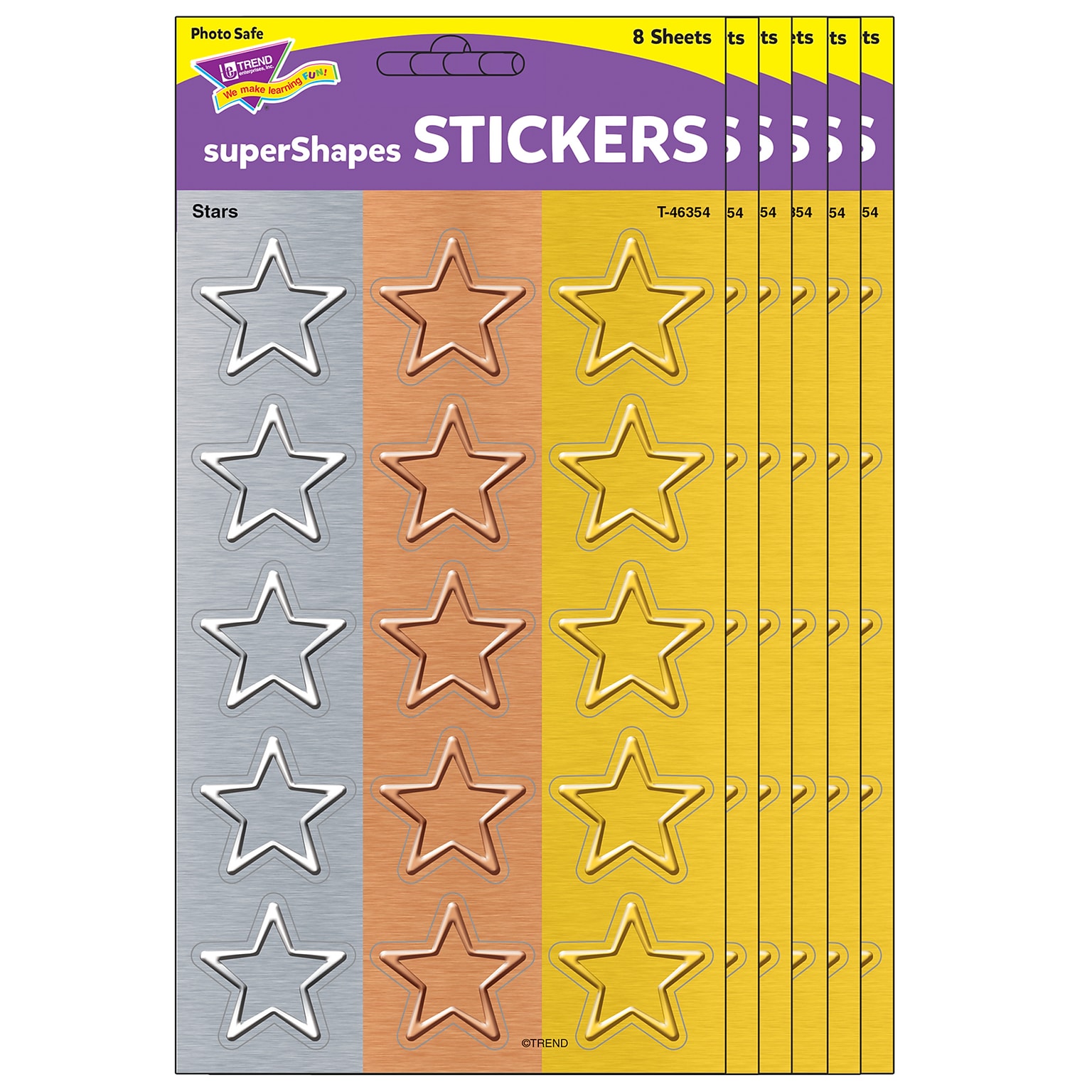 TREND I ? Metal Stars superShapes Stickers, Large, Assorted Colors, 120/Pack, 6 Packs (T-46354-6)