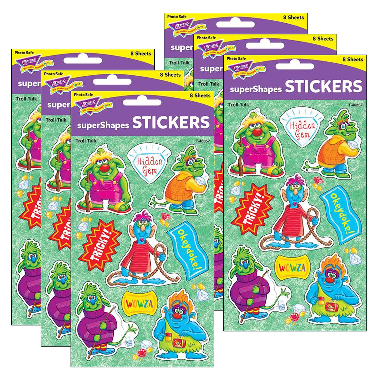 TREND Troll Talk Large superShapes Stickers, 72/Pack, 6 Packs (T-46357-6)