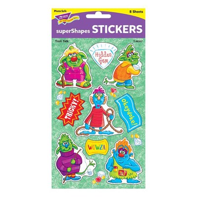 TREND Troll Talk Large superShapes Stickers, 72/Pack, 6 Packs (T-46357-6)