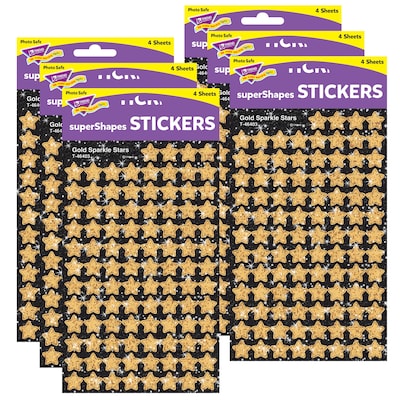 TREND Gold Sparkle Stars superShapes Stickers-Sparkle, 400 Per Pack, 6 Packs (T-46403-6)