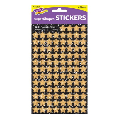 TREND Gold Sparkle Stars superShapes Stickers-Sparkle, 400 Per Pack, 6 Packs (T-46403-6)