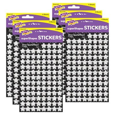 TREND Silver Sparkle Stars superShapes Stickers-Sparkle, 400 Per Pack, 6 Packs (T-46404-6)