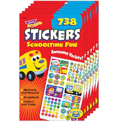 TREND Schooltime Fun Sticker Pad, 738 Sticker Per Pad, Pack of 6 (T-5008-6)