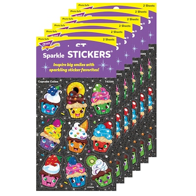 TREND Cupcake Cuties Sparkle Stickers®, 18/Pack, 6 Packs (T-63358-6)