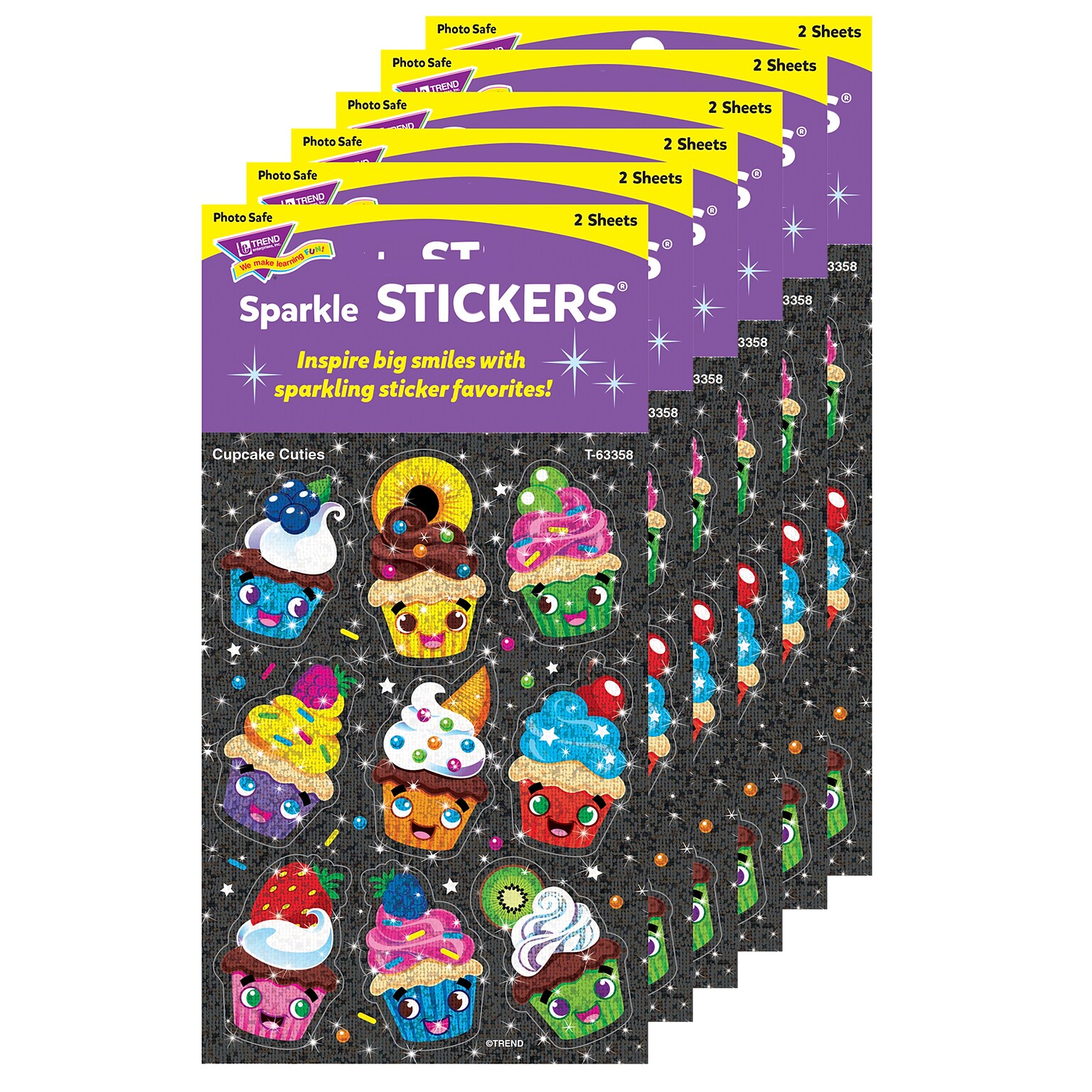 TREND Cupcake Cuties Sparkle Stickers®, 18/Pack, 6 Packs (T-63358-6)