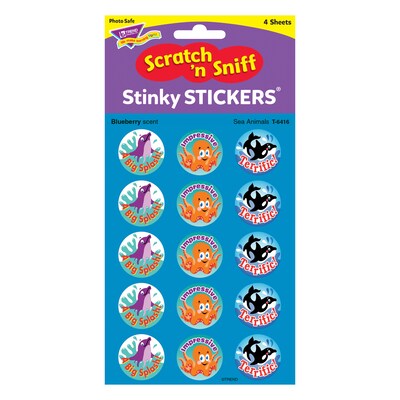 TREND Sea Animals/Blueberry Stinky Stickers®, 60 Per Pack, 6 Packs (T-6416-6)