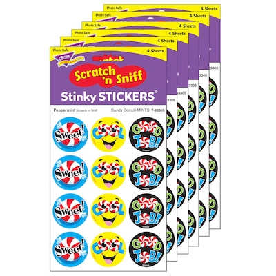 Trend Enterprises Peppermint Stinky Stickers Candy Compli-MINTS, 48/Pack, 6 Packs (T-83305-6)