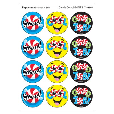 Trend Enterprises Peppermint Stinky Stickers Candy Compli-MINTS, 48/Pack, 6 Packs (T-83305-6)