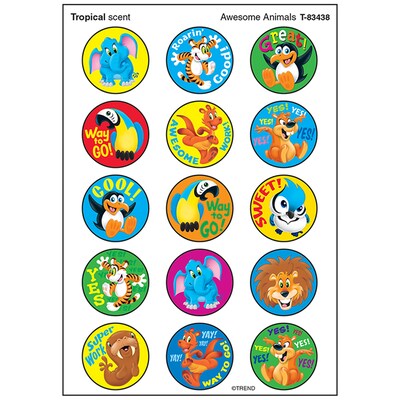 TREND Tropical Stinky Stickers® Awesome Animals, 60/Pack, 6 Packs (T-83438-6)