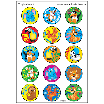 TREND Tropical Stinky Stickers® Awesome Animals, 60/Pack, 6 Packs (T-83438-6)