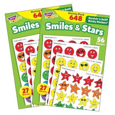 TREND Smiles & Stars Stinky Stickers® Variety Pack, 648/Pack, 2 Packs (T-83905-2)