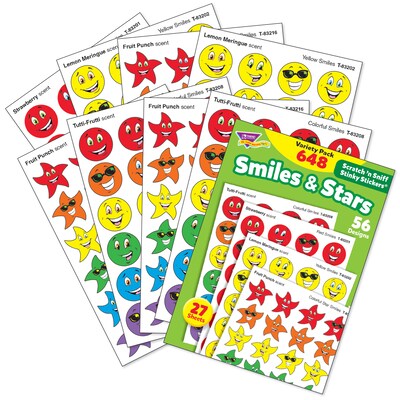 TREND Smiles & Stars Stinky Stickers® Variety Pack, 648/Pack, 2 Packs (T-83905-2)