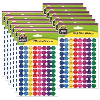 Teacher Created Resources Happy Faces Mini Stickers, 528 Per Pack, 12 Packs (TCR1236-12)