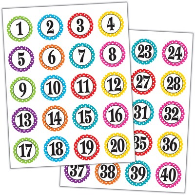 Teacher Created Resources Polka Dots Numbers Stickers, 120/Pack, 6 Packs (TCR3567-6)