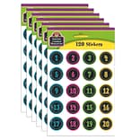 Teacher Created Resources® Chalkboard Brights Numbers Stickers, 120/Pack, 6 Packs (TCR3841-6)