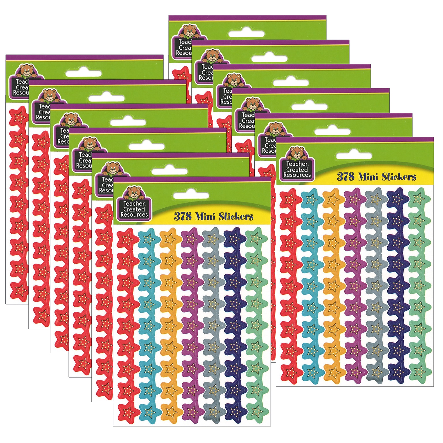 Teacher Created Resources Marquee Stars Mini Stickers, 378/Pack, 12 Packs (TCR5441-12)