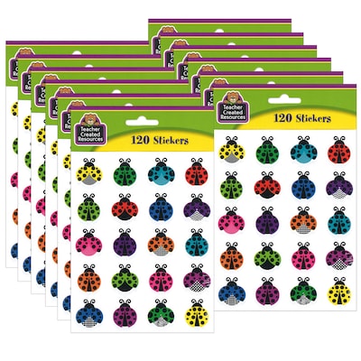 Teacher Created Resources Colorful Ladybugs Stickers, 120 Per Pack, 12 Packs (TCR5462-12)