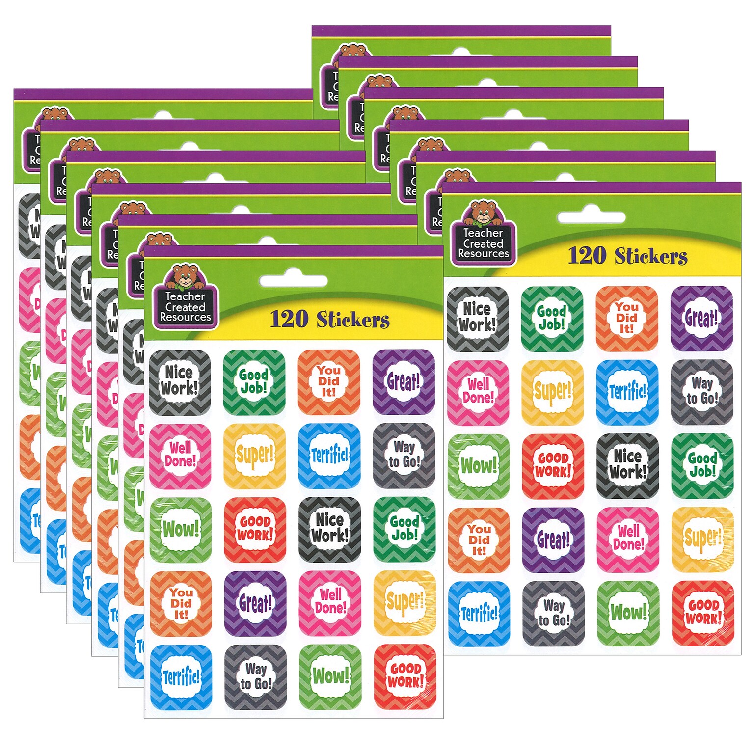 Teacher Created Resources® 1 Chevron Stickers, 120/Pack, 12 Packs (TCR5532-12)