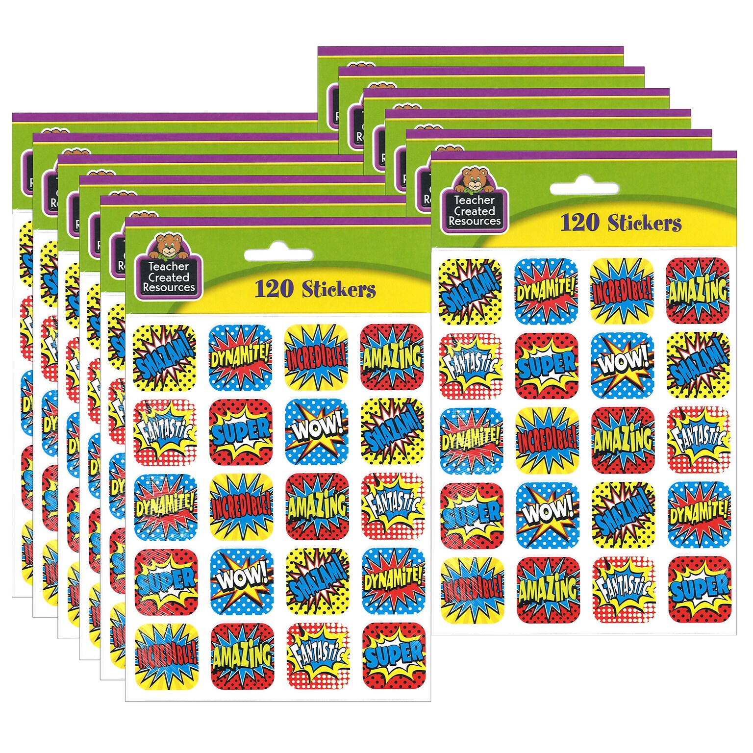 Teacher Created Resources Superhero Stickers, 1, 120 Per Pack, 12 Packs (TCR5570-12)