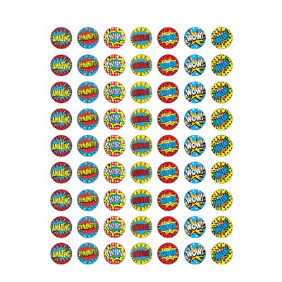 Teacher Created Resources Superhero Mini Stickers, 0.5", 378 Per Pack, 12 Packs (TCR5642-12)