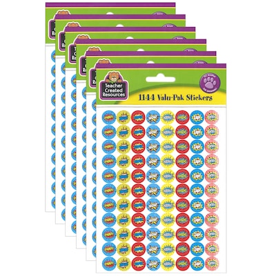 Teacher Created Resources Superhero Mini Stickers Valu-Pak, 1144 Per Pack, 6 Packs (TCR5643-6)