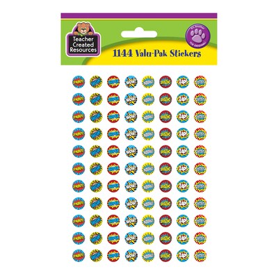 Teacher Created Resources Superhero Mini Stickers Valu-Pak, 1144 Per Pack, 6 Packs (TCR5643-6)