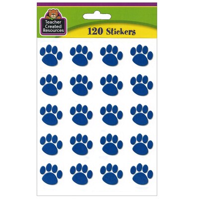 Teacher Created Resources® 1 Square Blue Paw Prints Stickers, 120/Pack, 12 Packs (TCR5747-12)