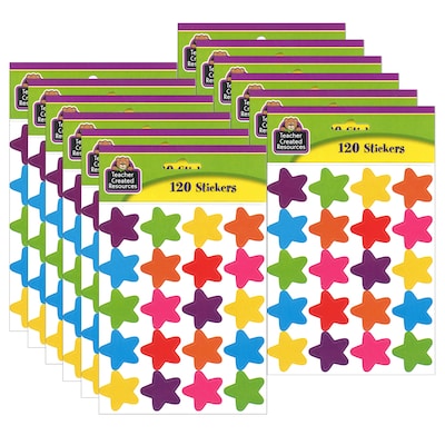 Teacher Created Resources Bright Stars Stickers (die cut star shape), 120 Per Pack, 12 Packs (TCR579