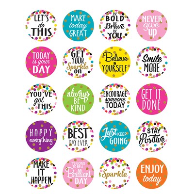 Teacher Created Resources Confetti Words to Inspire Stickers, 120 Stickers Per Pack, 12 Packs (TCR5909-12)