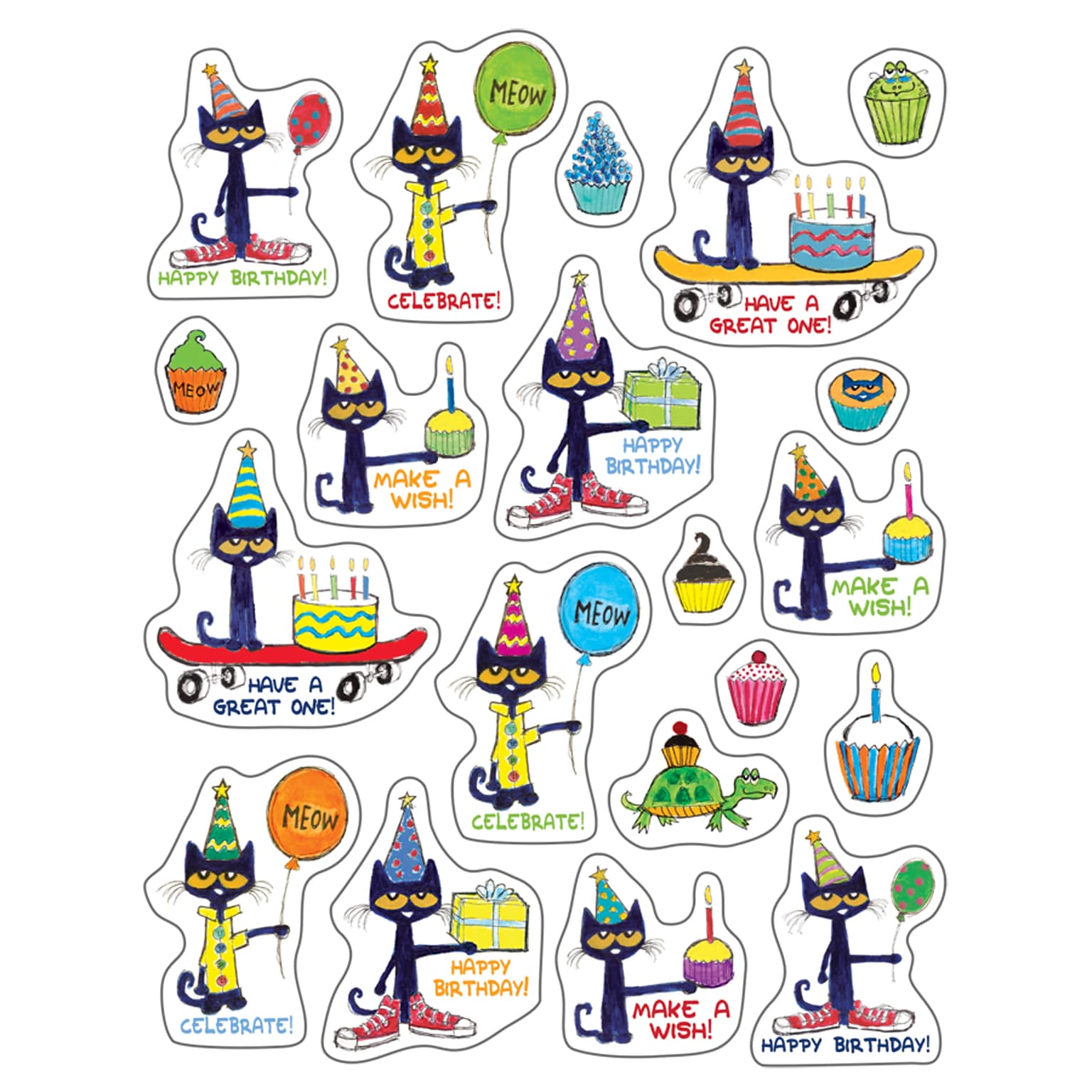 Teacher Created Resources® Pete the Cat® Happy Birthday Stickers, 120/Pack, 12 Packs (TCR62025-12)