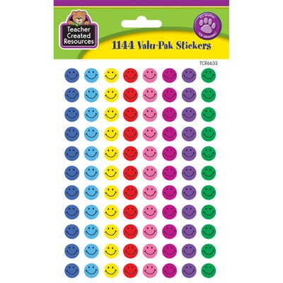 Teacher Created Resources® Mini Happy Face Stickers Valu-Pak, Multi Color, 1,144 Per Pack, 6 Packs (TCR6633-6)